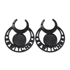 レトロ合金ペンダントカボションセッティング  魔女の月のチャーム  電気泳動黒  トレイ：14mm  40.5x34.5x2mm  穴：1.2mm&nbsp;FIND-C032-01EB