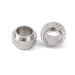 変色しにくい201ステンレススチールヨーロピアンビーズ  大穴ビーズ  ロンデル  ステンレス鋼色  7x5mm  穴：4.5mm&nbsp;STAS-P239-25P