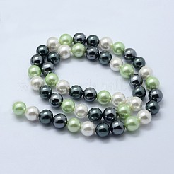 シェルパールビーズ連売り  ラウンド  ミックスカラー  8mm  穴：1mm  約50個/連  15.7インチ&nbsp;BSHE-K053-04-8mm-02