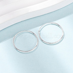 925スターリングシルバーハギーフープピアス  リング  銀  18x1.2mm  ピン：0.6mm&nbsp;EJEW-C179-05A-S