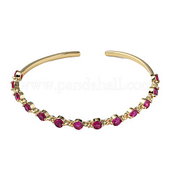 Cubic Zirconia Flat Round Open Cuff Bangle&nbsp;BJEW-N012-032A