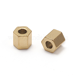 イオンプレーティング（IP）304ステンレススチールスペーサービーズ  六角  ゴールドカラー  4.5x4.5x4mm  穴：1.8mm&nbsp;STAS-D170-04A-G