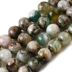 天然の緑の桜瑪瑙ビーズ連売り  ラウンド  染め＆加熱  10mm  穴：1mm  約40個/連  15.94''（40.5センチメートル）&nbsp;G-NH0061-A01-10mm
