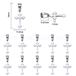 304ステンレススチールペンダント10個  クロス  ステンレス鋼色  19x11.5x1.2mm  穴：3.5mm&nbsp;STAS-CJ0001-230