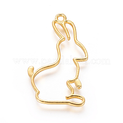 Zinc Alloy Easter Bunny Open Back Bezel Pendants&nbsp;PALLOY-E564-04G