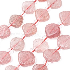 天然ストロベリークォーツ彫刻ビーズ連売り  シェル形状  シードビーズで  12~13x13~14x4~7mm  穴：0.8~1mm  約26個/連  15.35''（39センチメートル）&nbsp;G-H339-A04-01