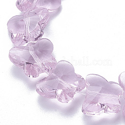 透明ガラスビーズ  多面カット  蝶  パールピンク  8x10x6mm  穴：1mm&nbsp;GLAA-Q066-10mm-B17