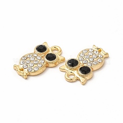合金ラインストーンチャーム  フクロウ  ゴールドカラー  17x10.5x3mm  穴：2mm&nbsp;PALLOY-I217-29G