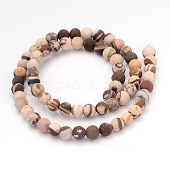 つや消しラウンド天然ゼブラジャスパービーズ  6mm  穴：1mm  約65個/連  14.9インチ&nbsp;G-J338-01-6mm
