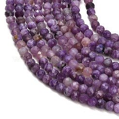 天然石チャロアイトビーズ連売り  多面カット  ラウンド  3mm  穴：0.7~0.8mm  約134~135個/連  14.96~15.20''（38~38.6cm）。&nbsp;GG-CBA4399-A11-02