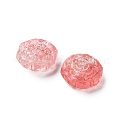 スプレー塗り透明ガラス・ビーズ  花のチャーム  鮭色  15x15x6mm  穴：1.2mm&nbsp;GLAA-D038-01L