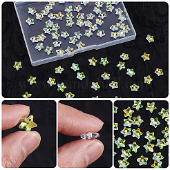 100個のガラスチャーム  スター  ABカラー  多面カット  クリアAB  9.5x10x4.5mm  穴：1mm&nbsp;GLAA-SP0001-68