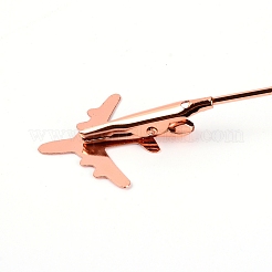 鉄の名刺ディスプレイクランプ  ワニ口クリップ付き  飛行機  ローズゴールド  12.8x4.2cm&nbsp;ODIS-WH0010-17B