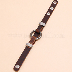 男性用パンク風牛革コードブレスレット  合金と鉄を含む  プラチナ  9-1/8インチ（23cm）&nbsp;FS-WGC8E28-01