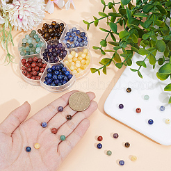 280Pcs 7 Styles Natural Amethyst & Lapis Lazuli & Blue Spot Jasper & Green Aventurine & Yellow Tiger Eye & Yellow Jade & Red Jasper Chakra Beads&nbsp;G-PA0001-93C