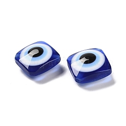 オペーク樹脂ビーズ  ナザールボンジュウスタイル  ダークブルー  菱形  17x17.5x7.5mm  穴：1.6mm&nbsp;RESI-U012-02A