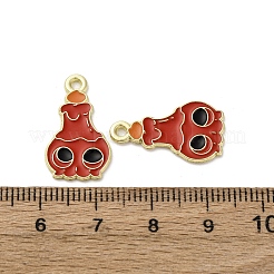 ハロウィンアロイエナメルペンダント  ゴールドカラー  スカル  21x12x1.5mm  穴：1.6mm&nbsp;LS-STAS-I354-01G-A02