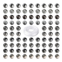 100個8mmナチュラルホークアイラウンドビーズ  10mの弾性水晶糸付き  DIYストレッチブレスレット作成キット用  8mm  穴：1mm&nbsp;DIY-LS0002-25