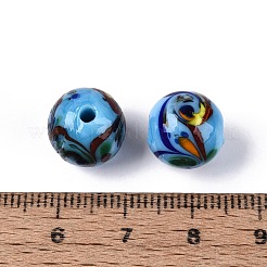 手作りランプワークビーズ  ラウンド  ライトスカイブルー  11.5~12.5mm  穴：1~1.8mm&nbsp;LAMP-Q039-05C