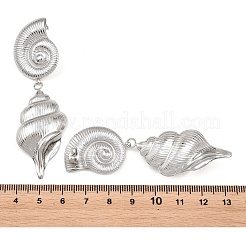 女性用304ステンレススチール製スタッドピアス  巻き貝の形  ステンレス鋼色  75x24mm&nbsp;SA-H001-19P
