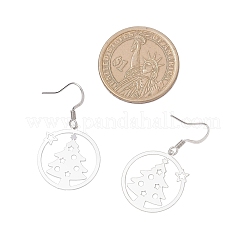 クリスマスツリー付きリング 201 ステンレススチール ダングルイヤリング  ステンレス鋼色  35.5x20.5mm&nbsp;EJEW-JE06578