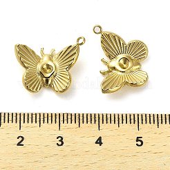 304ステンレススチールペンダントラインストーンセッティング  蝶  14KGP本金メッキ  14.5x18x3mm  穴：1.5mm&nbsp;STAS-L022-105G