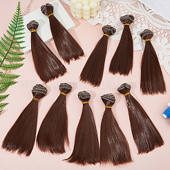 10個のプラスチック製ロングストレートヘアスタイル人形用ウィッグヘア  DIYの女の子のためのbjdメイキングアクセサリー  ココナッツブラウン  150x995x0.9mm&nbsp;DIY-DC0003-96A