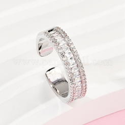 Brass Micro Pave Cubic Zirconia Cuff Rings for Women&nbsp;RJEW-F182-01P