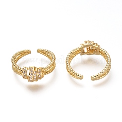 Brass Micro Pave Clear Cubic Zirconia Cuff Rings&nbsp;RJEW-P018-10G