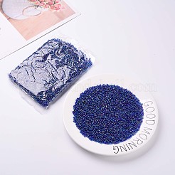 ラウンドガラスシードビーズ  透明色の虹  ラウンド  ブルー  6/0  4mm  穴：1.5mm  約4500個/ポンド&nbsp;SEED-A007-4mm-168