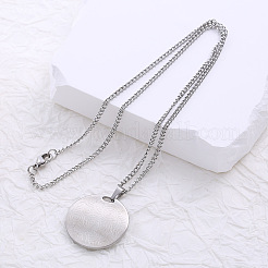 304 Stainless Steel Floral Pattern Coin Pendant Necklaces for Women&nbsp;MO7073