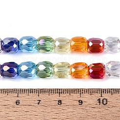 電気メッキ透明ガラスビーズ連売り  コラム  多面カット  ミックスカラー  8~8.5x8~8.5mm  穴：1.2~1.5mm  約45~48個/連  14.96~16.14インチ（38~41cm）&nbsp;EGLA-N022-13A-B01