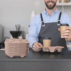 30Pcs Biodegradable Pulp Disposable Coffee Cup Tray&nbsp;AJEW-BC0009-87C