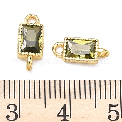 Brass Pave Cubic Zirconia Rectangle Connector Charms&nbsp;KK-P348-10G-02