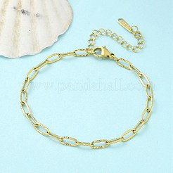 304ステンレススチールリンクチェーンブレスレット  18KGP本金メッキ  6-3/8インチ（16.2cm）&nbsp;BJEW-C084-06G