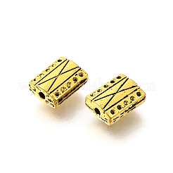 チベット風合金ビーズ  カドミウムフリー＆鉛フリー  長方形  アンティーク黄金  8.5x6x3mm  穴：1.2mm  約1190個/1000g&nbsp;TIBE-L008-09AG