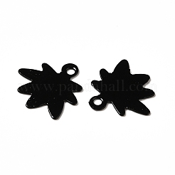 スプレー塗装された201ステンレススチールチャーム  リーフチャーム  ブラック  14x14x0.5mm  穴：1.4mm&nbsp;STAS-I672-17A
