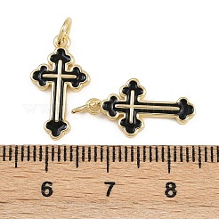 真鍮製エナメルペンダント  クロスチャーム  丸カン付き  ラックめっき  18KGP本金メッキ  鉛フリー＆カドミウムフリー  長持ちメッキ  ミックスカラー  18x10x2mm  穴：3.5mm&nbsp;KK-L240-31G