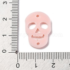 頭蓋骨の不透明アクリルコネクタチャーム  ミスティローズ  21.5x15x2.5mm  穴：1.6mm&nbsp;OACR-B027-02C