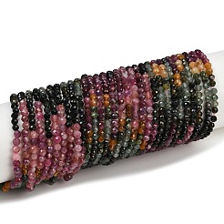 天然のマルチカラートルマリンビーズ連売り  多面カットラウンド  3~3.5x3.5mm  穴：0.6mm  約124~126個/連  15.28''~15.51''（38.8~39.4センチメートル）&nbsp;G-S388-A01-3mm