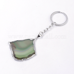 Platinum Plated Natural Agate Keychain&nbsp;KEYC-S252-07