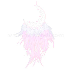 Iron Woven Web/Net with Feather Pendant Decorations&nbsp;LS-AJEW-P097-02
