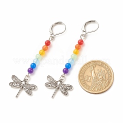 Natural Malaysia Jade with Alloy Charm Long Dangle Leverback Earrings&nbsp;EJEW-JE04909