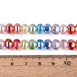 電気メッキ透明ガラスビーズ連売り  ランタン  多面カット  ミックスカラー  8~8.5x6~6.5mm  穴：1~1.4mm  約52~56個/連  13.58~14.37インチ（34.5~36.5cm）&nbsp;EGLA-N022-14A-B03