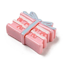 春の桜をテーマにした不透明樹脂ケーキ、蝶結びのデコデンカボション付き  模造食品  食べ物  20x26x8.5mm&nbsp;X-RESI-E055-02H