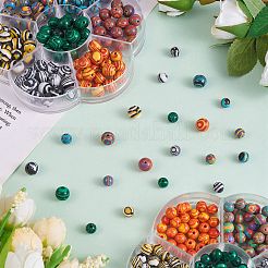 140個7色合成マラカイトビーズ  染め  ラウンド  ミックスカラー  8mm  穴：1~1.2mm  20個/カラー&nbsp;G-SZ0001-98A