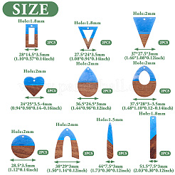 20Pcs 10 Styles Transparent Resin & Walnut Wood Pendants&nbsp;RESI-TA0003-21