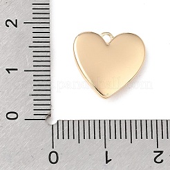 天然石シェルペンダント  真鍮製のハートチャーム  貝殻色  18KGP本金メッキ  14x14x4mm  穴：1.6mm&nbsp;KK-N290-01G