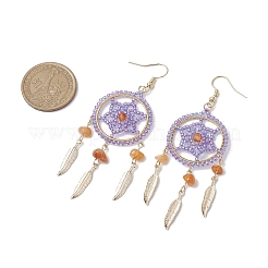 304 Stainless Steel with Glass Dangle with Natural Agate Stud Earring&nbsp;EJEW-MZ00185-02