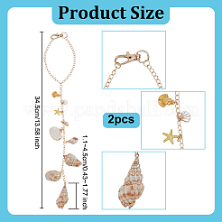 2Pcs Natural Shell & Allloy Hanging Ornaments&nbsp;HJEW-OC00304